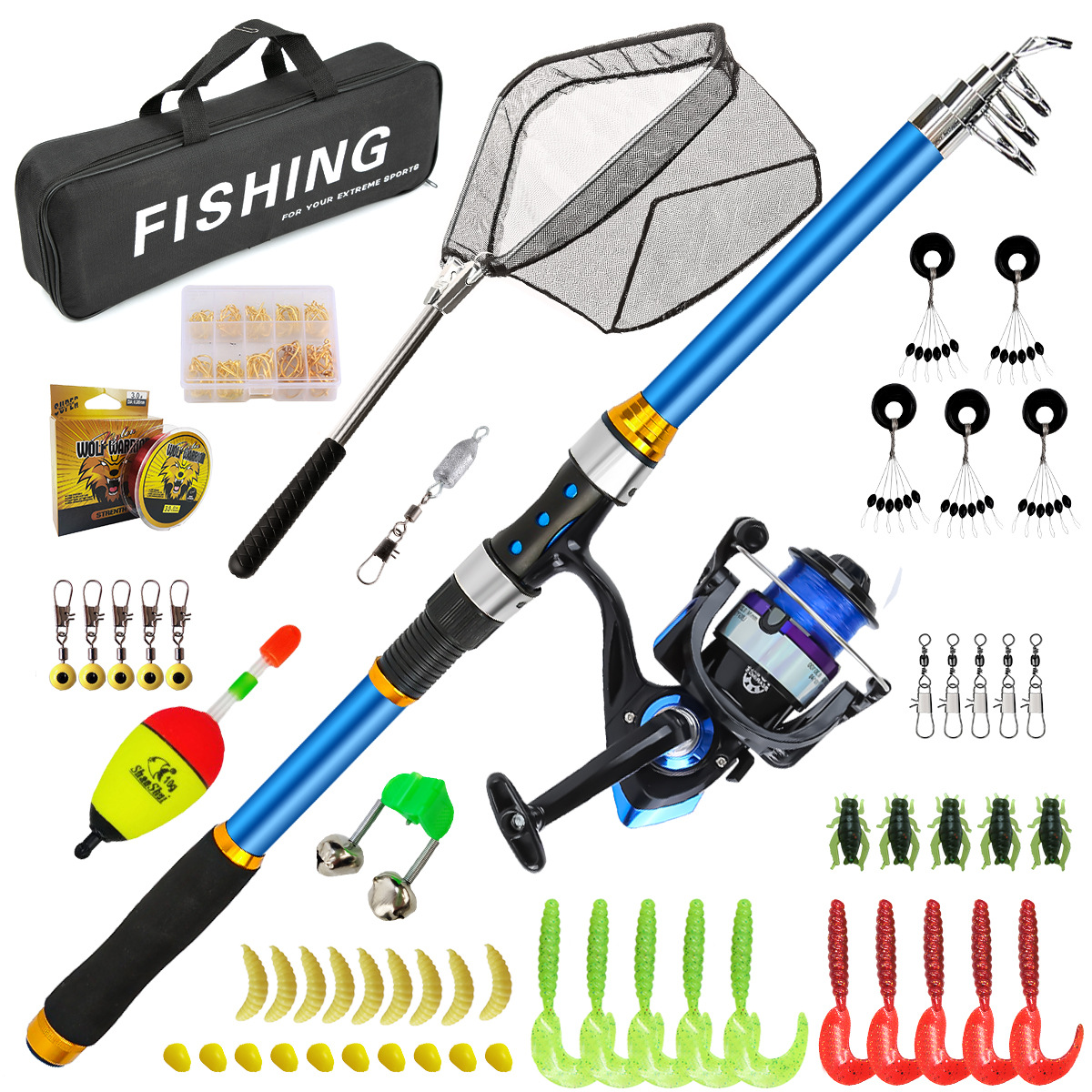 Fishing Rod Combo - Set Joran Pancing Serat Kaca Teleskopik